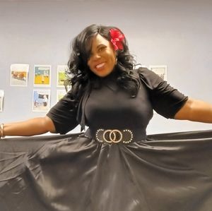 Cato Black Satin Skirt Size Medium